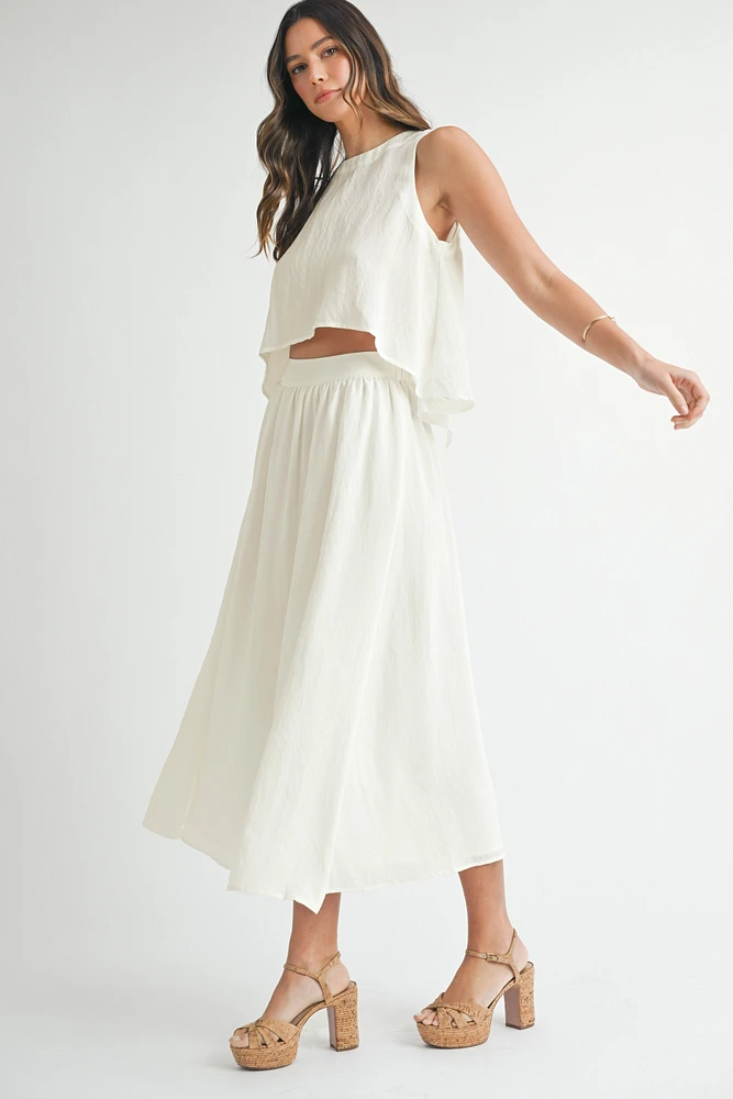 White Sleeveless Top & Skirt Set