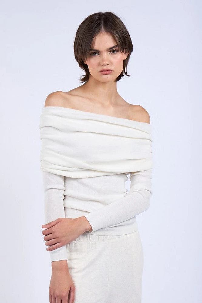 White Off Shoulder Sweater