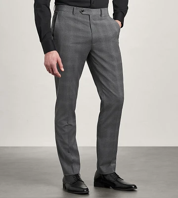 Slim Fit Grey Plaid Suit Pants