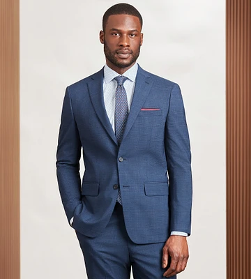 Modern Fit Blue Plaid Suit Jacket