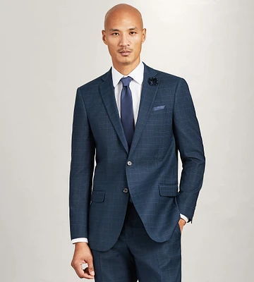 Slim Fit Navy Plaid Suit Jacket