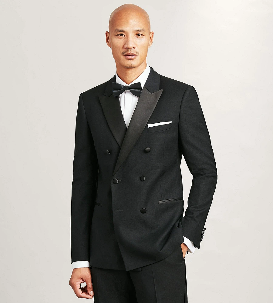 Modern Fit Black Solid Tuxedo Jacket