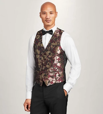 Burgundy Jacquard Tuxedo Vest