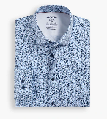 Slim Fit 360° Stretch Soft Touch Leaf Print Jersey Dress Shirt