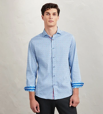 Modern Fit Long Sleeve Printed Casual Shirt