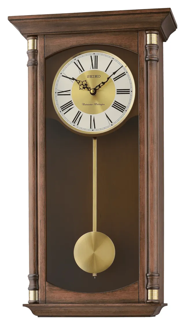 Traditional Elegance Wall Clock with Pendulum and Chime Seiko Wall Clock QXH069BLH