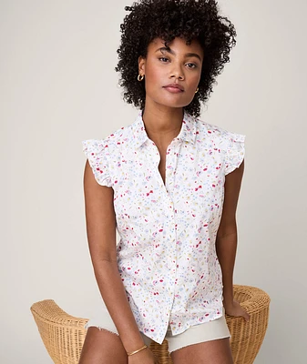 Cotton Stretch Flutter Sleeve Anne Shirt