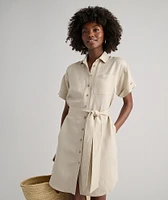Linen Blend Short-Sleeve Betty Shirt Dress