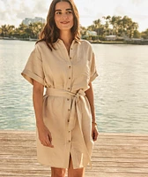 Linen Blend Short-Sleeve Betty Shirt Dress