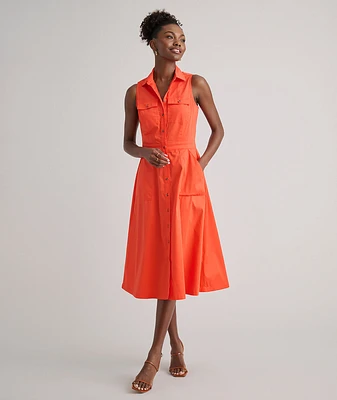 Stretch Cotton Sleeveless Cordelia Shirt Dress