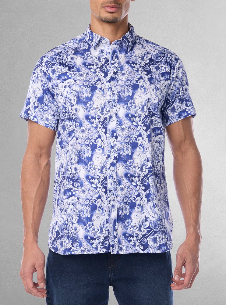 Men's casual short sleeve stretch shirt