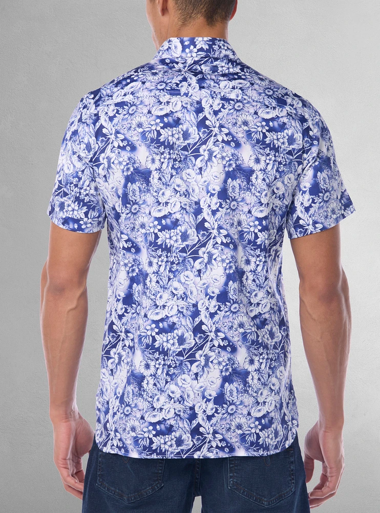 Men's casual short sleeve stretch shirt