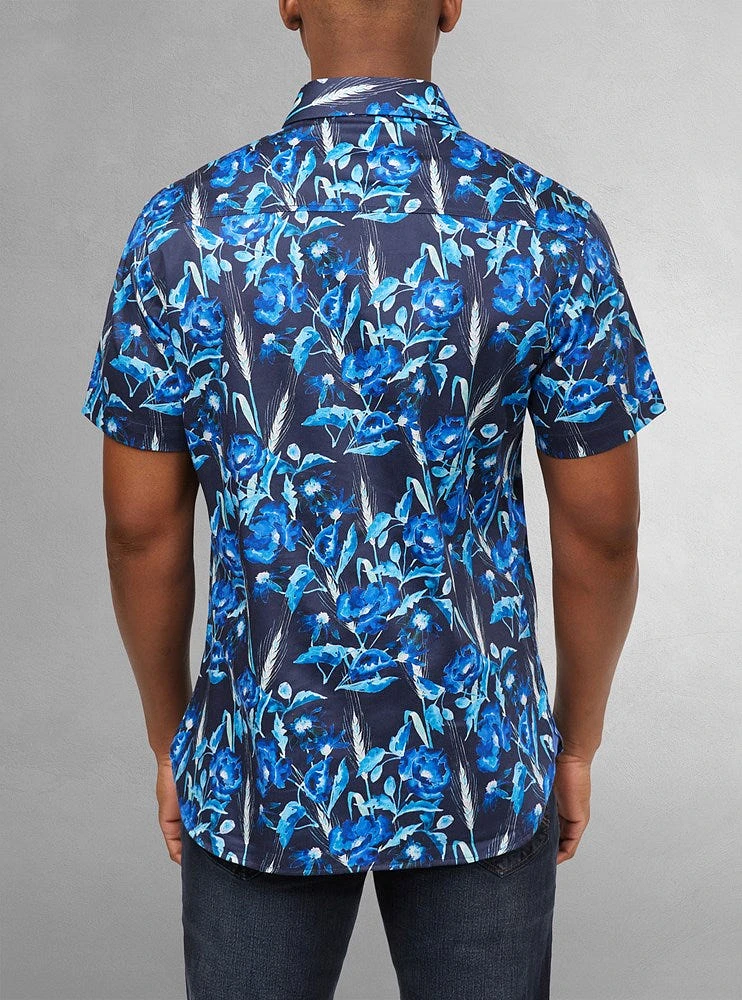 Men's casual short sleeve stretch shirt