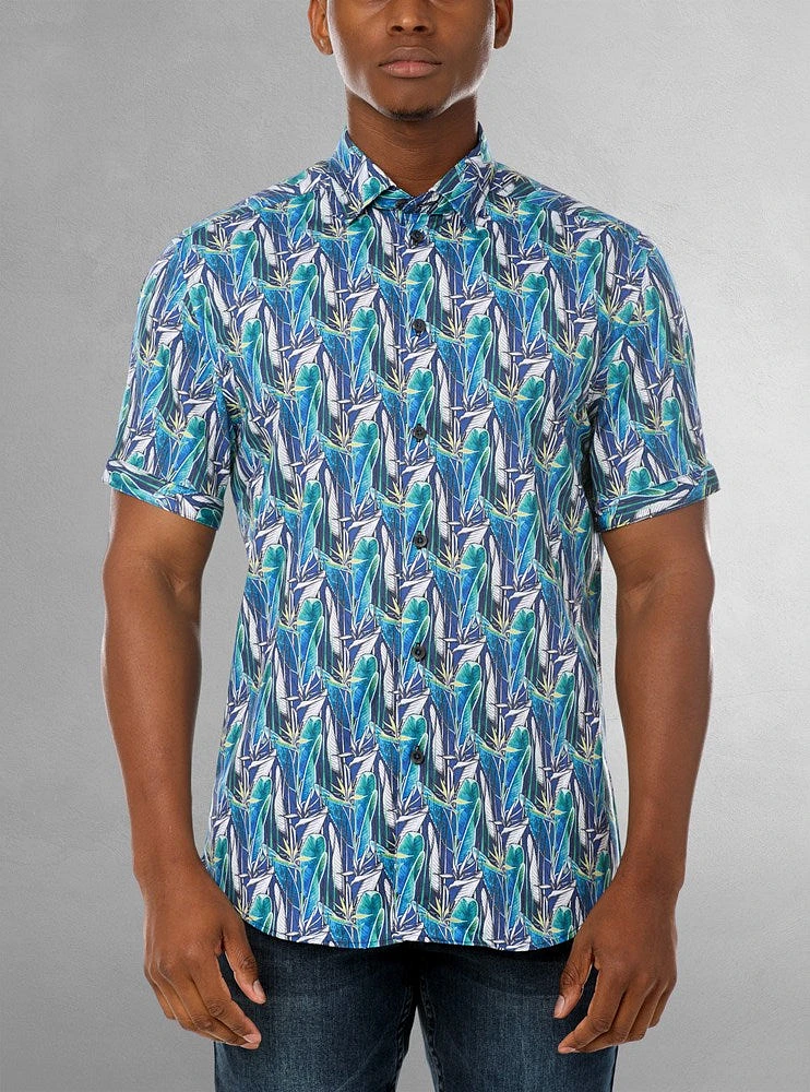 Men's casual short sleeve stretch shirt