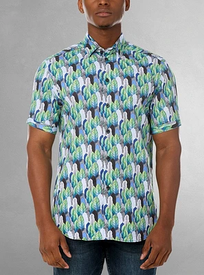 Chemise décontractée en stretch à manches courtes pour hommes