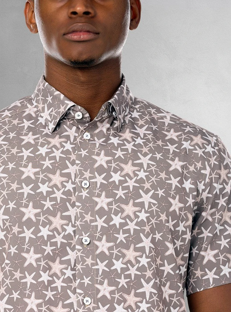 Men's casual short sleeve stretch shirt