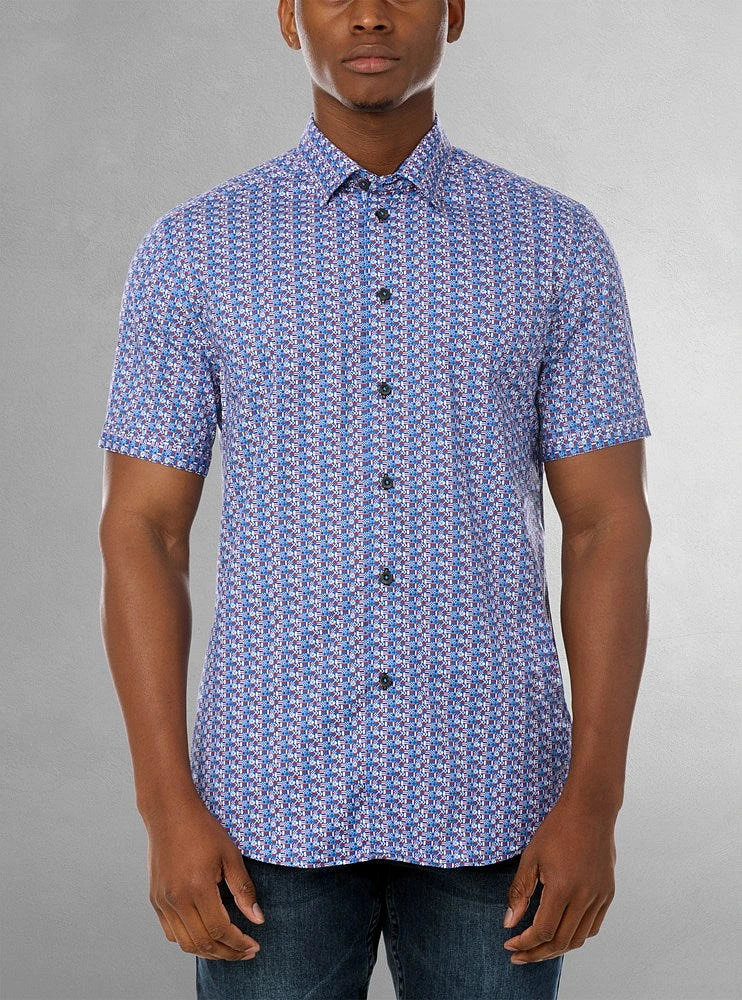 Chemise décontractée en stretch à manches courtes pour hommes