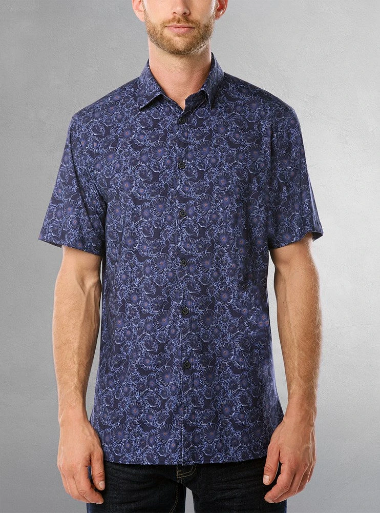 Chemise décontractée en stretch à manches courtes pour hommes