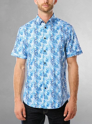 Chemise décontractée en stretch à manches courtes pour hommes