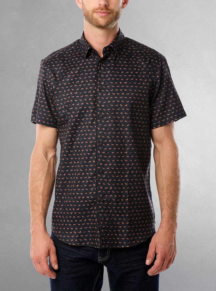Chemise décontractée en stretch à manches courtes pour hommes