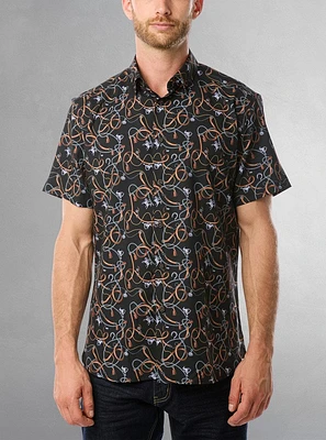 Chemise décontractée en stretch à manches courtes pour hommes