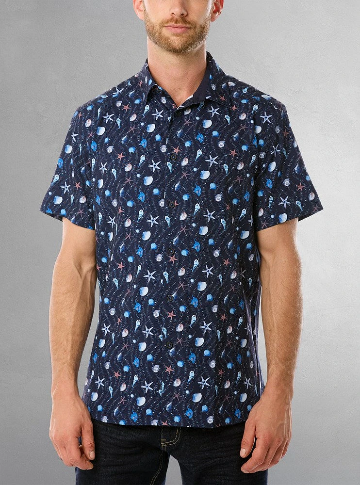 Chemise décontractée en stretch à manches courtes pour hommes
