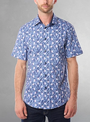 Chemise décontractée en stretch à manches courtes pour hommes
