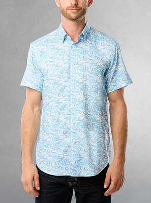 Chemise décontractée en stretch à manches courtes pour hommes