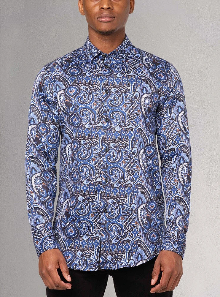 Chemise décontractée à manches longues en stretch pour hommes