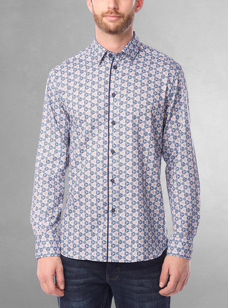 Chemise décontractée à manches longues en stretch pour hommes