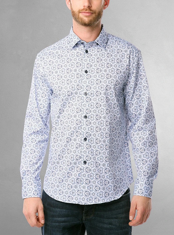 Chemise décontractée à manches longues en stretch pour hommes