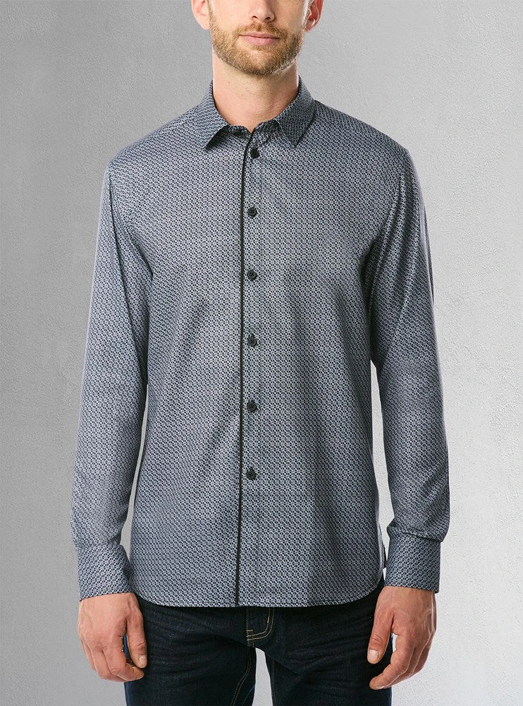 Chemise décontractée à manches longues en stretch pour hommes