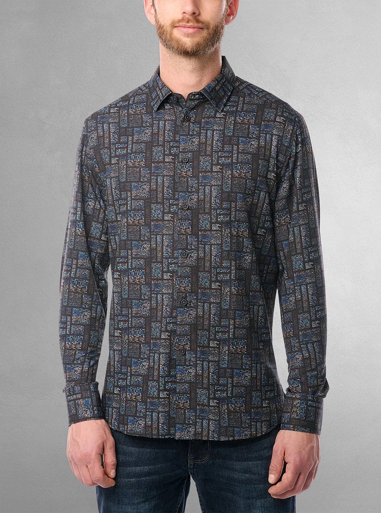 Men's casual long sleeve stretch shirt