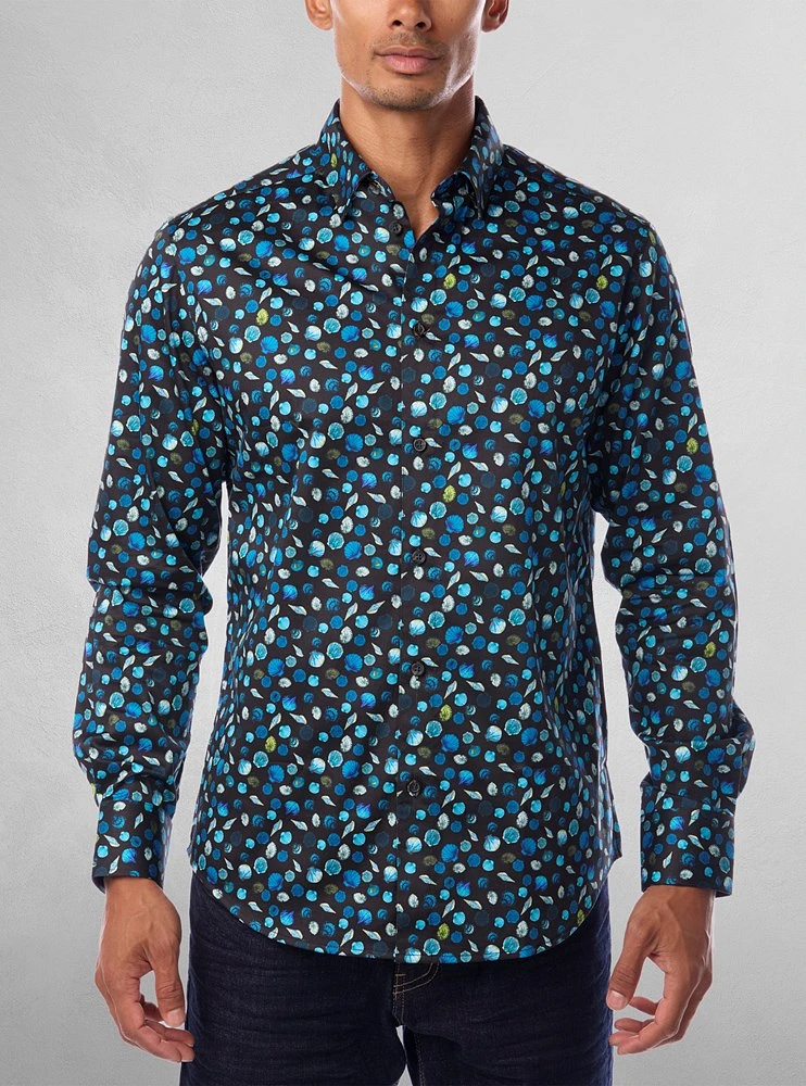 Chemise décontractée à manches longues en stretch pour hommes