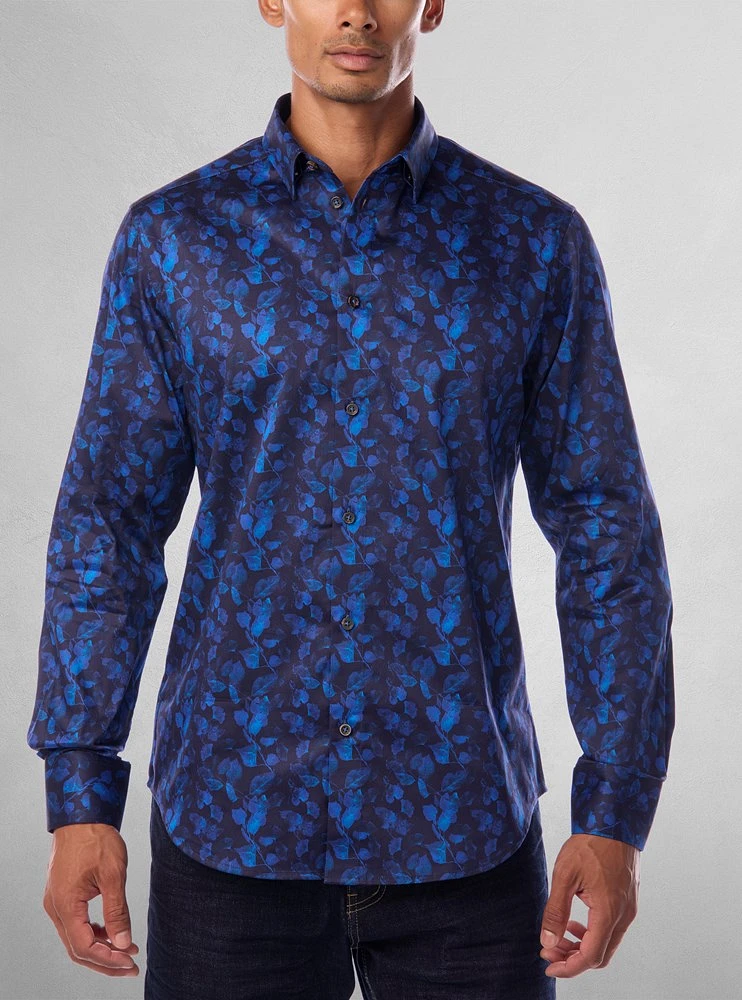 Chemise décontractée à manches longues en stretch pour hommes