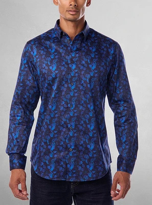 Chemise décontractée à manches longues en stretch pour hommes