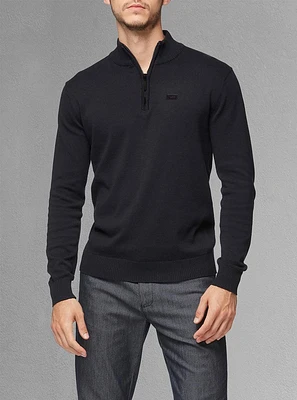 Pull basique à col roulé et demi-fermeture éclair pour hommes