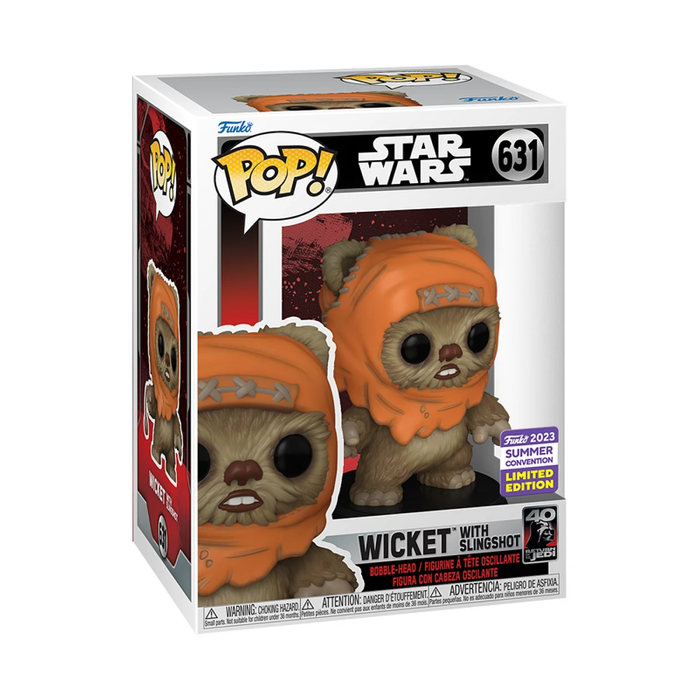 FUNKO POP! STAR WARS WICKET with SLINGSHOT #631 [2023 SDCC SHARED EXCLUSIVE]