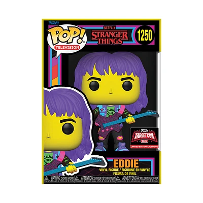 Funko Pop! Stranger Things - Eddie Hellfire Club with Guitar (Black Light) #1250 [2024 TargetCon Exclusive] *PREORDER*