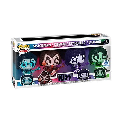 Funko Pop! Rocks: KISS (Colour Spotlight) - Spaceman / Demon / Starchild / Catman 4pk [Funko Shop Exclusive]