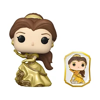 FUNKO POP! Disney Ultimate Princess BELLE GOLD with PIN #221 [FUNKO SHOP EXCLUSIVE]