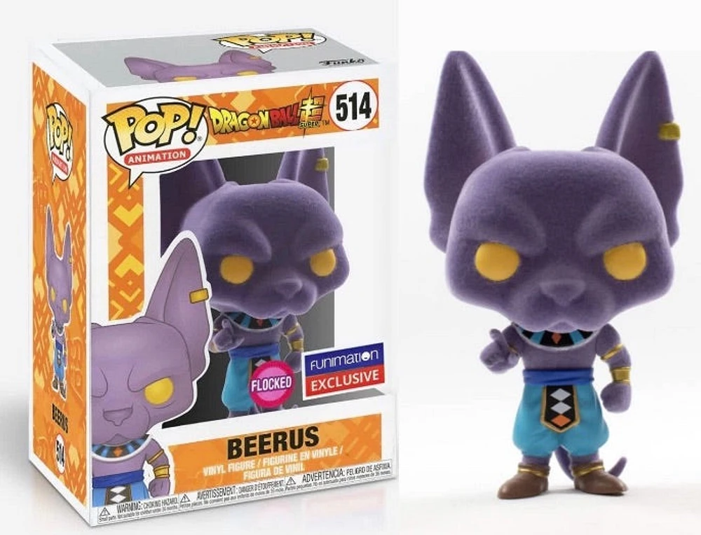Funko Pop! Animation - Dragon Ball Super - Beerus FLOCKED *FUNIMATION EXCL* #514