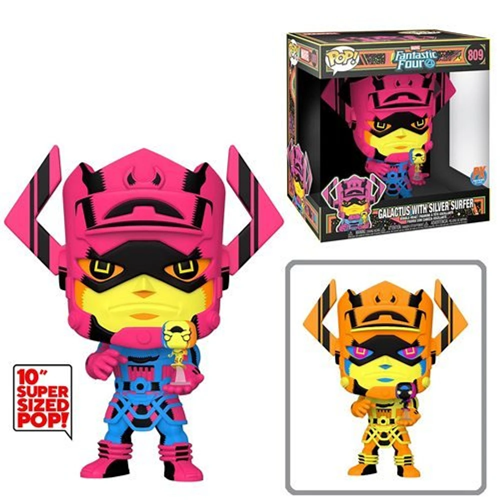Funko Pop! Marvel - Jumbo 10" Galactus with Silver Surfer (Black Light) #809 [PX Previews Exclusive]