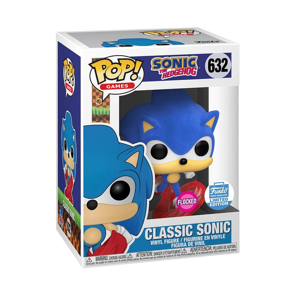 Funko Pop! Games: Sonic the Hedgehog - Classic Sonic (Flocked) #632 [Funko Shop Exclusive]
