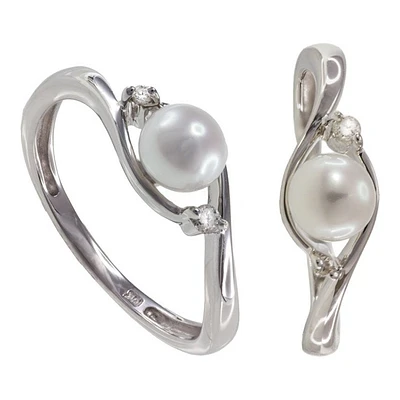 Ring Pearl 10 Kt Diam Roger Roy