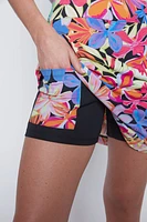 Floral print nylon skort
