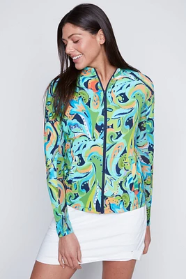 Tropical print nylon jacket