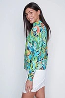 Tropical print nylon jacket