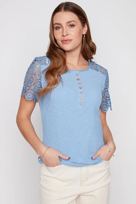 Rib lace t-shirt
