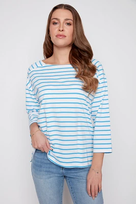 Le pull rayé col bateau